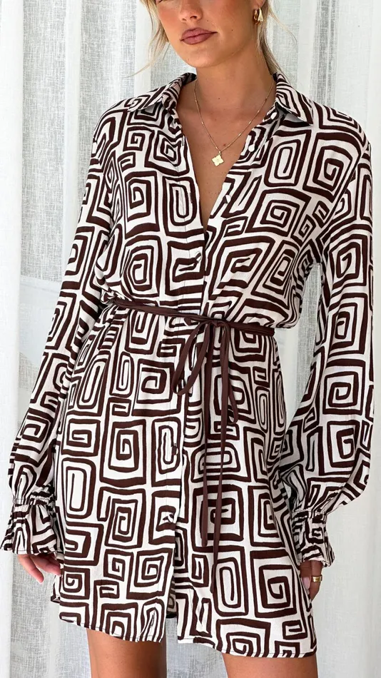 Billy J Dresses Women Ibai Mini Dress 8211 Cairo Print