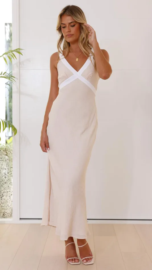 Billy J Dresses Women Iylah Midi Dress 8211 Beige White