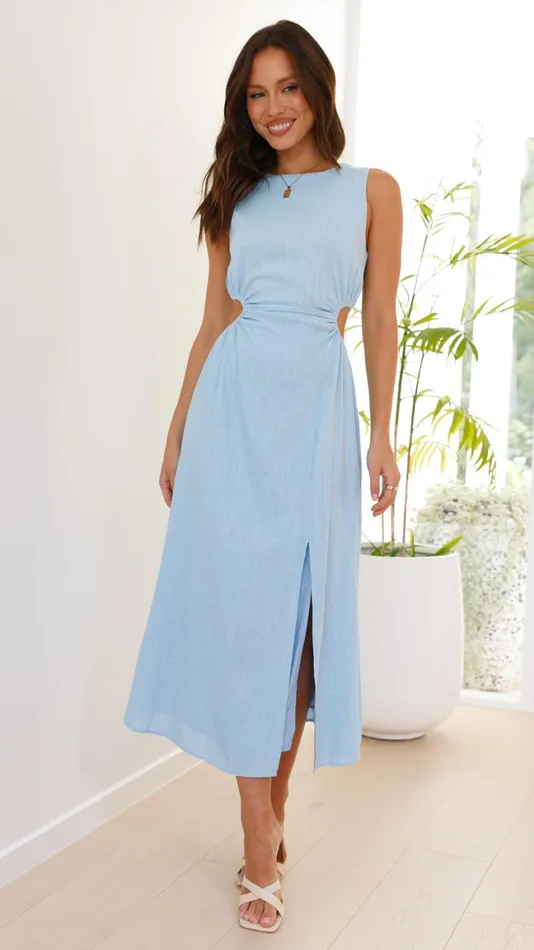 Billy J Dresses Women Jamila Midi Dress 8211 Light Blue