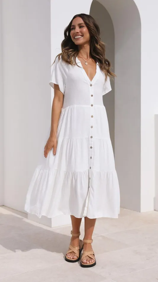 Billy J Dresses Women Kimberly Midi Dress 8211 White