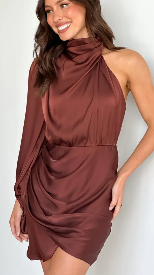 Billy J Dresses Women Lexi One Shoulder Mini Dress 8211 Brown