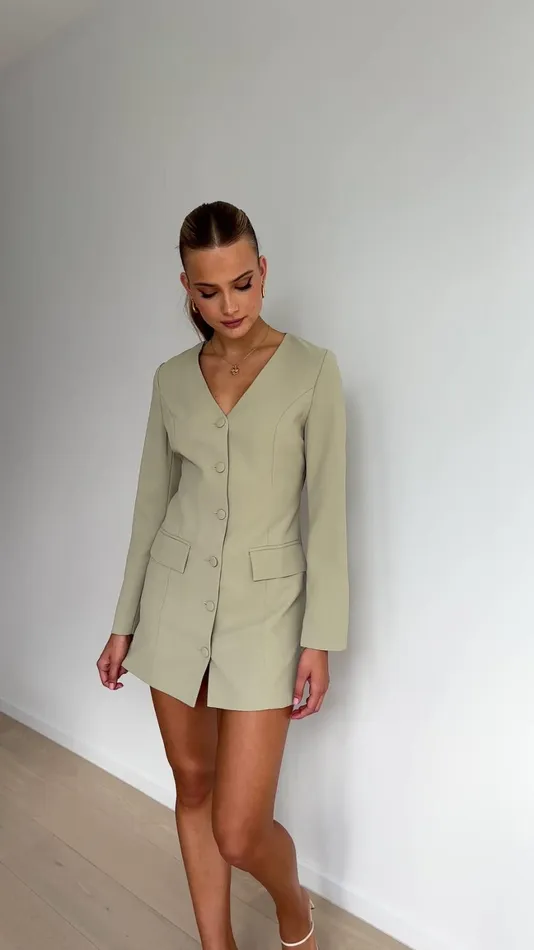 Billy J Dresses Women Madelaine Long Sleeve Mini Dress 8211 Sage