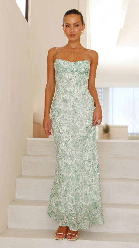 Billy J Dresses Women Margie Midi Dress 8211 Green Flower