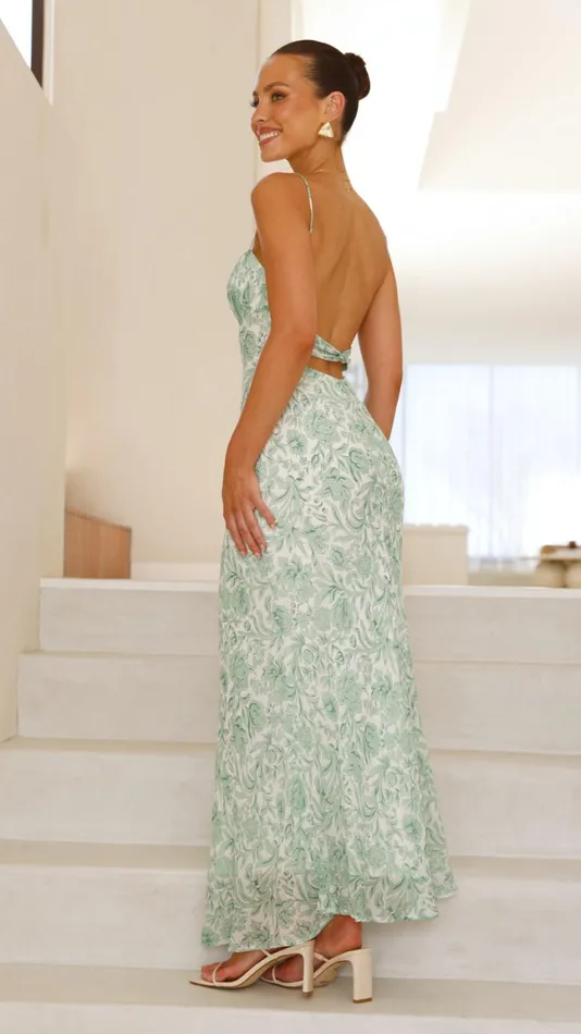 Billy J Dresses Women Margie Midi Dress 8211 Green Flower