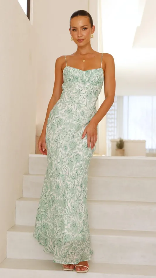 Billy J Dresses Women Margie Midi Dress 8211 Green Flower
