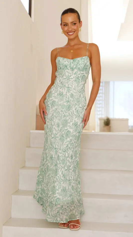 Billy J Dresses Women Margie Midi Dress 8211 Green Flower