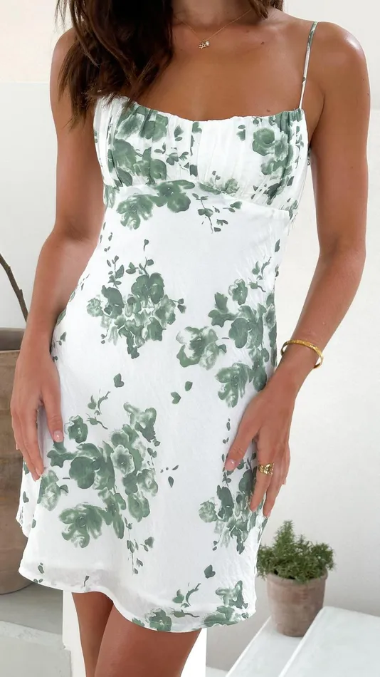 Billy J Dresses Women Margie Mini Dress 8211 Green Floral