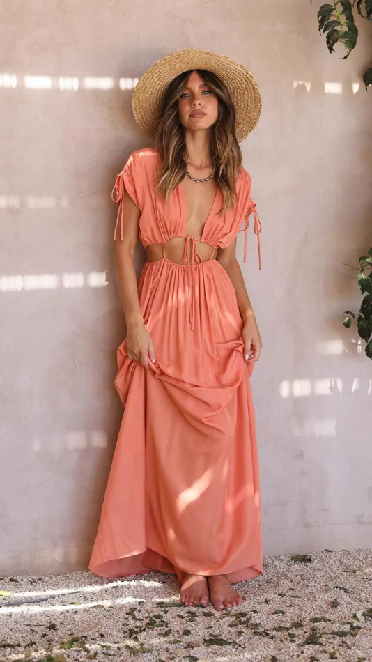Billy J Dresses Women Marilyn Maxi Dress 8211 Tangerine