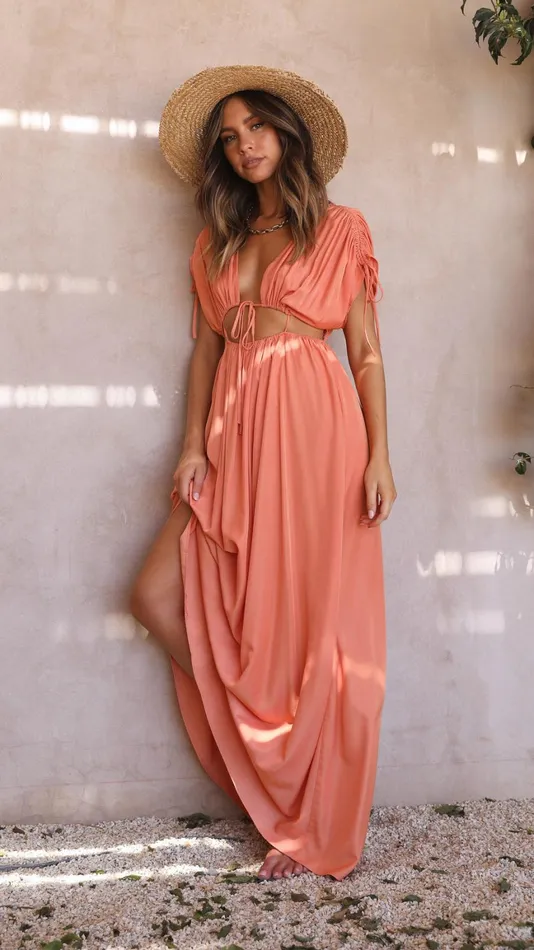 Billy J Dresses Women Marilyn Maxi Dress 8211 Tangerine