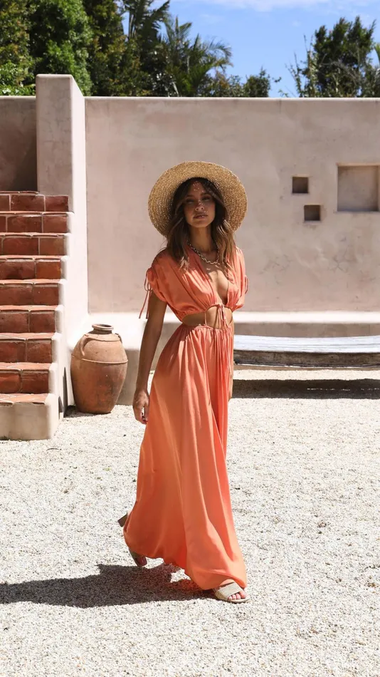 Billy J Dresses Women Marilyn Maxi Dress 8211 Tangerine