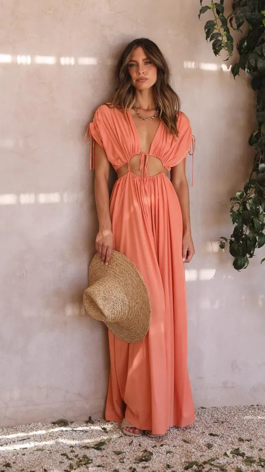 Billy J Dresses Women Marilyn Maxi Dress 8211 Tangerine