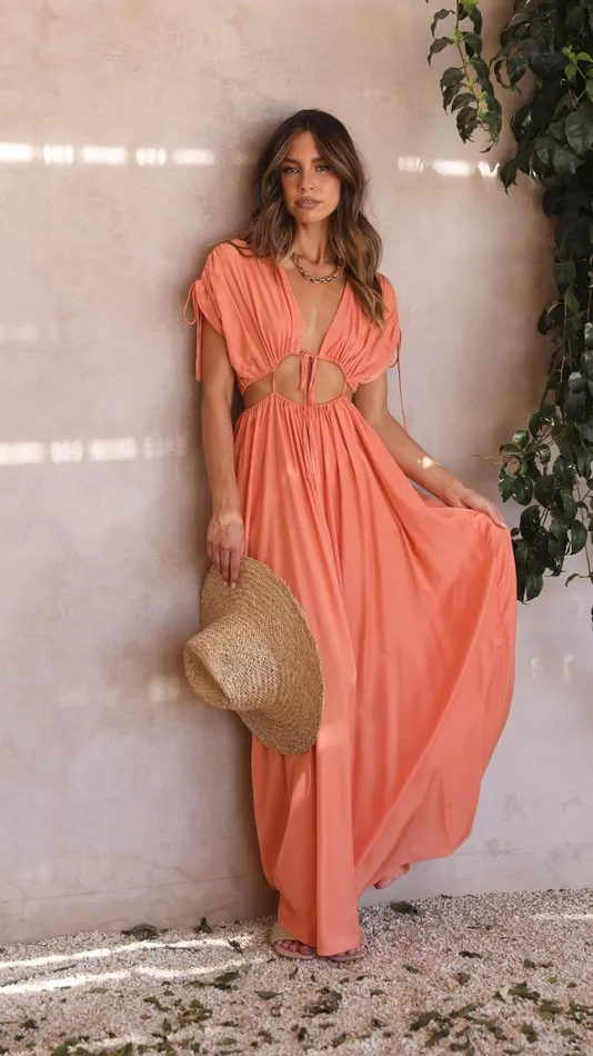 Billy J Dresses Women Marilyn Maxi Dress 8211 Tangerine
