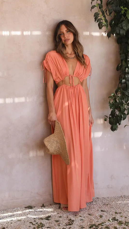 Billy J Dresses Women Marilyn Maxi Dress 8211 Tangerine