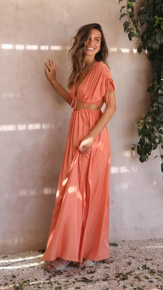 Billy J Dresses Women Marilyn Maxi Dress 8211 Tangerine