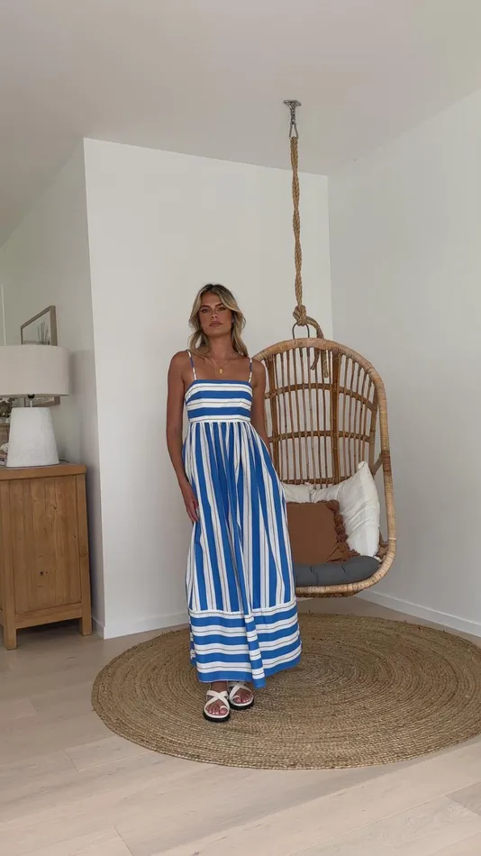 Billy J Dresses Women Mirabel Maxi Dress 8211 Blue Stripe