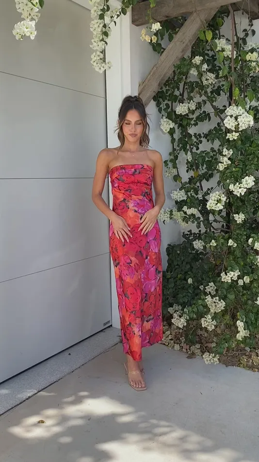 Billy J Dresses Women Miya Maxi Dress 8211 Red Floral
