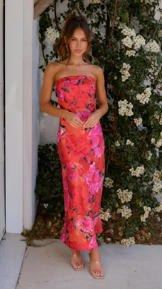 Billy J Dresses Women Miya Maxi Dress 8211 Red Floral