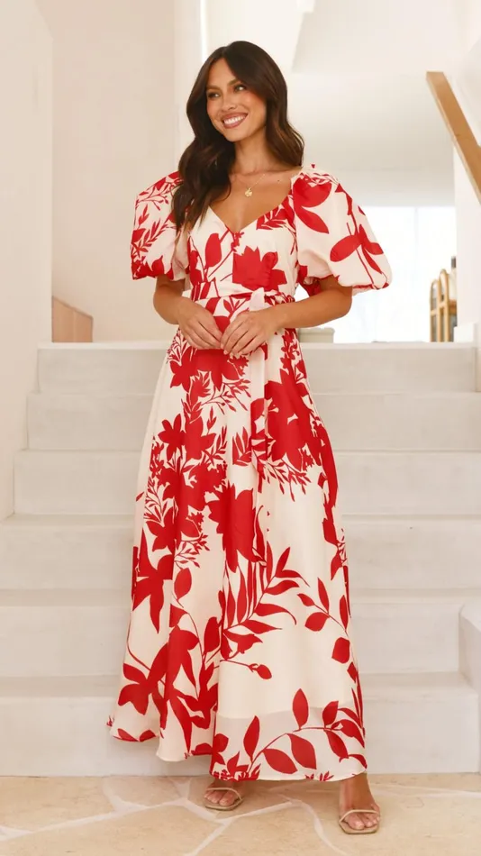 Billy J Dresses Women Nakula Maxi Dress 8211 Red Floral