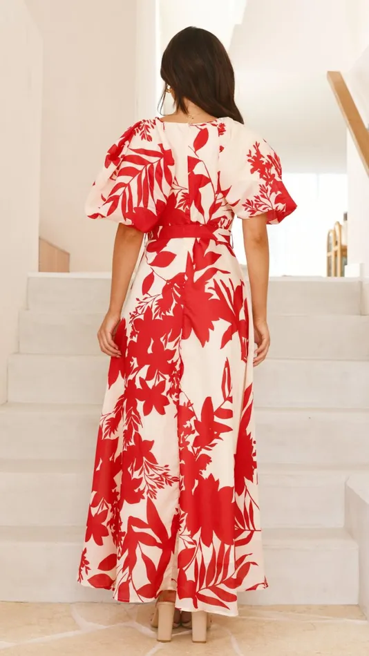 Billy J Dresses Women Nakula Maxi Dress 8211 Red Floral