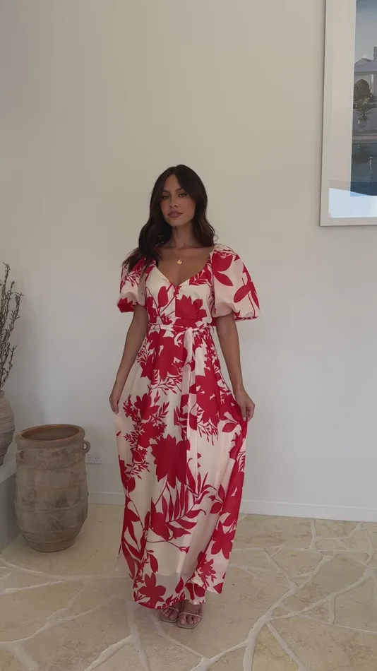 Billy J Dresses Women Nakula Maxi Dress 8211 Red Floral