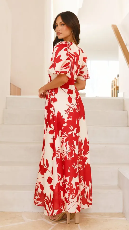 Billy J Dresses Women Nakula Maxi Dress 8211 Red Floral