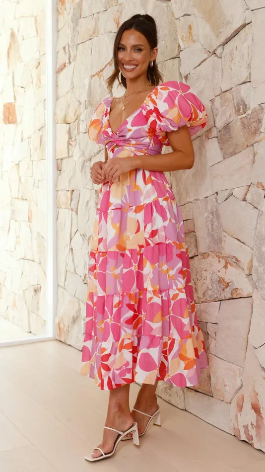 Billy J Dresses Women Zahrah Maxi Dress 8211 Pink Lilac Floral