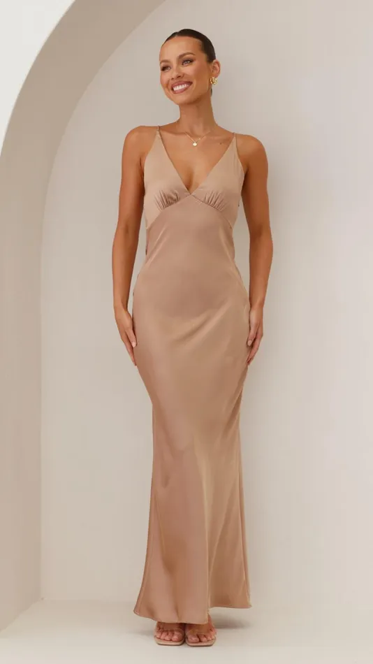 Billy J Dresses Women Ziah Maxi Dress 8211 Latte