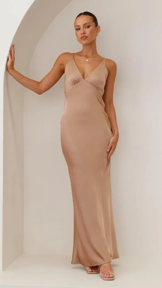 Billy J Dresses Women Ziah Maxi Dress 8211 Latte