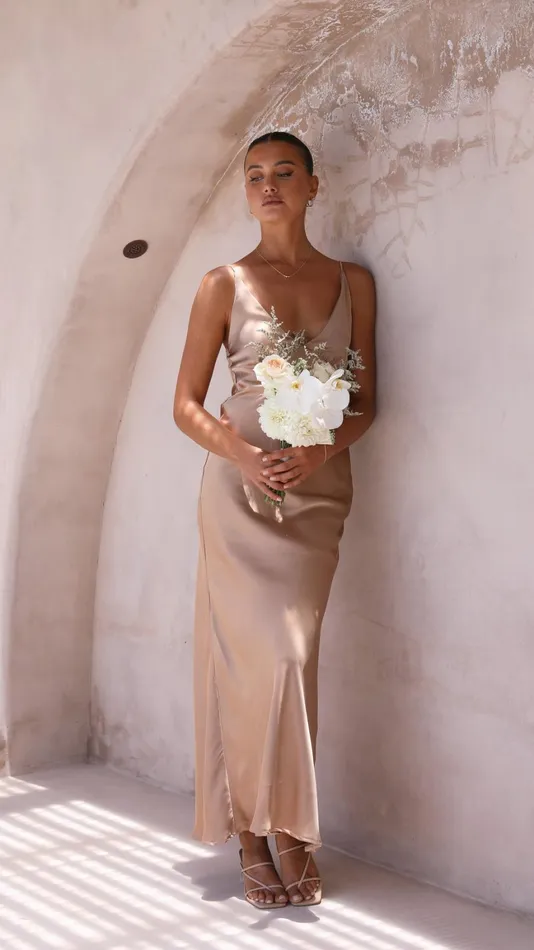 Billy J Dresses Women Ziah Maxi Dress 8211 Latte