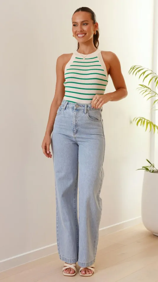 Billy J Knitwear Women Zuri Top 8211 GreenCream