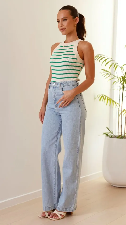 Billy J Knitwear Women Zuri Top 8211 GreenCream
