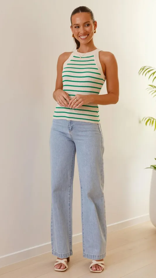 Billy J Knitwear Women Zuri Top 8211 GreenCream