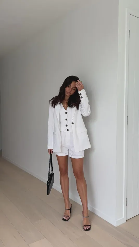 Billy J Outerwear Women Hale Linen Blazer 8211 White