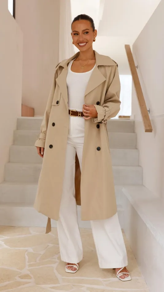 Billy J Outerwear Women Samara Trench Coat 8211 Beige