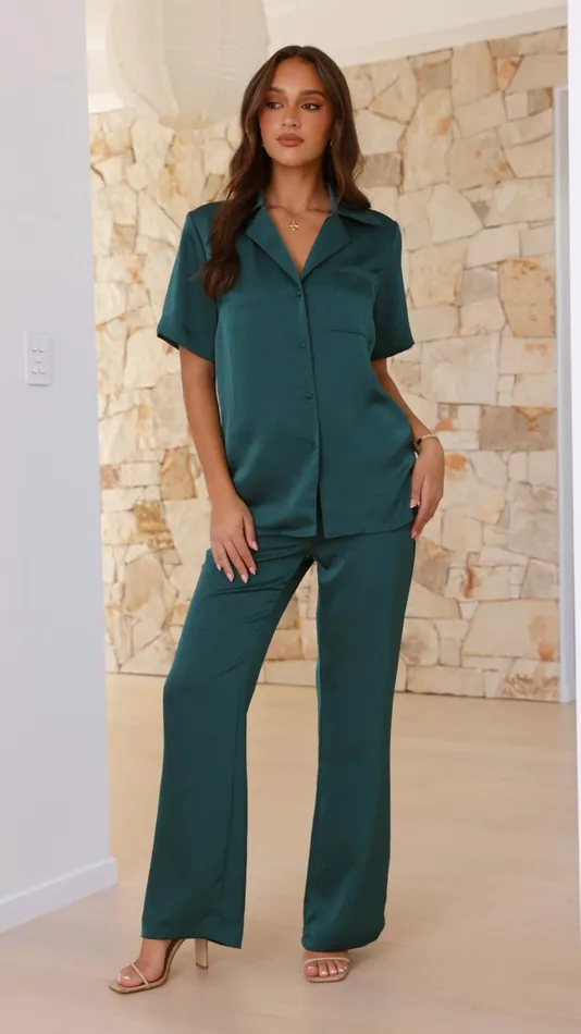 Billy J Sets Women Courtney Pants 8211 Emerald