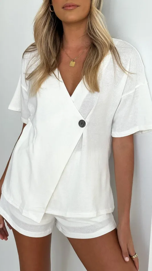 Billy J Sets Women Kailano Top And Shorts Set 8211 White