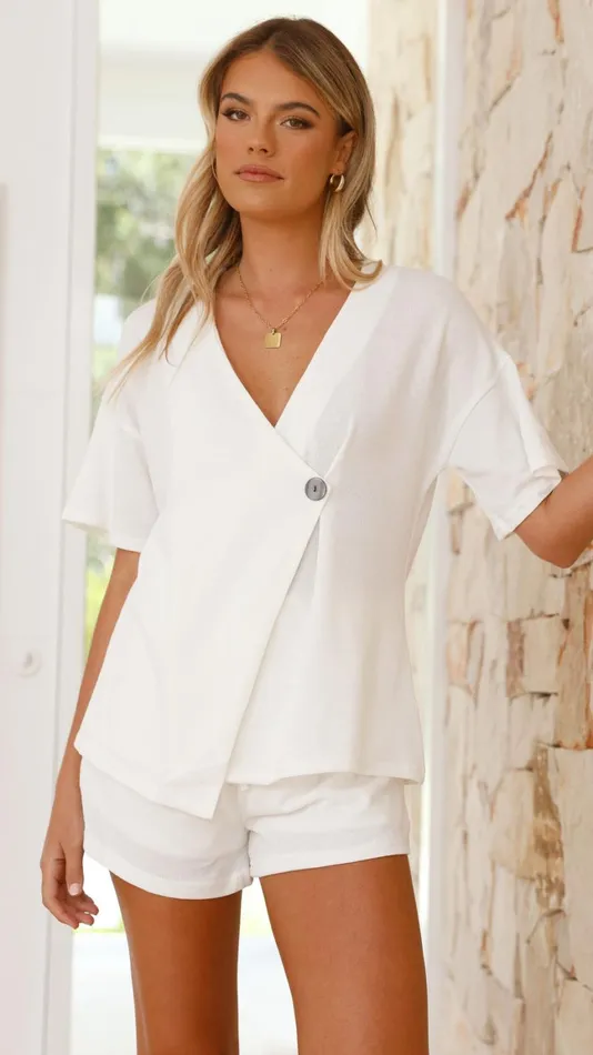Billy J Sets Women Kailano Top And Shorts Set 8211 White