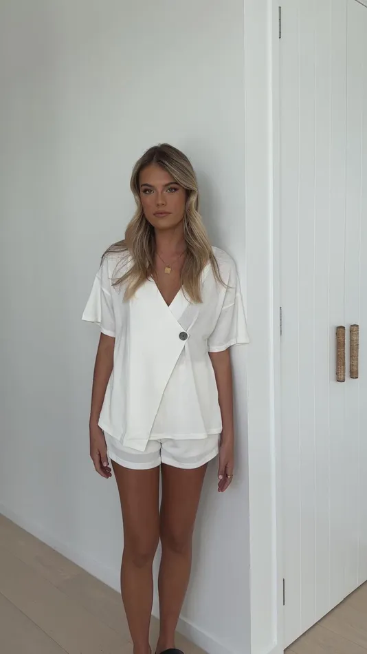 Billy J Sets Women Kailano Top And Shorts Set 8211 White