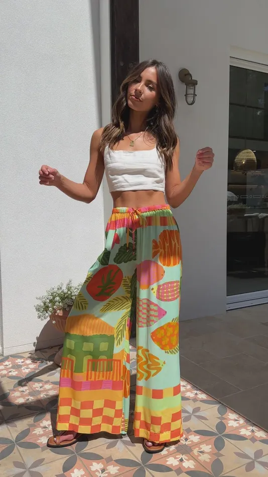 Billy J Sets Women South Beach Pants 8211 Tropical Print