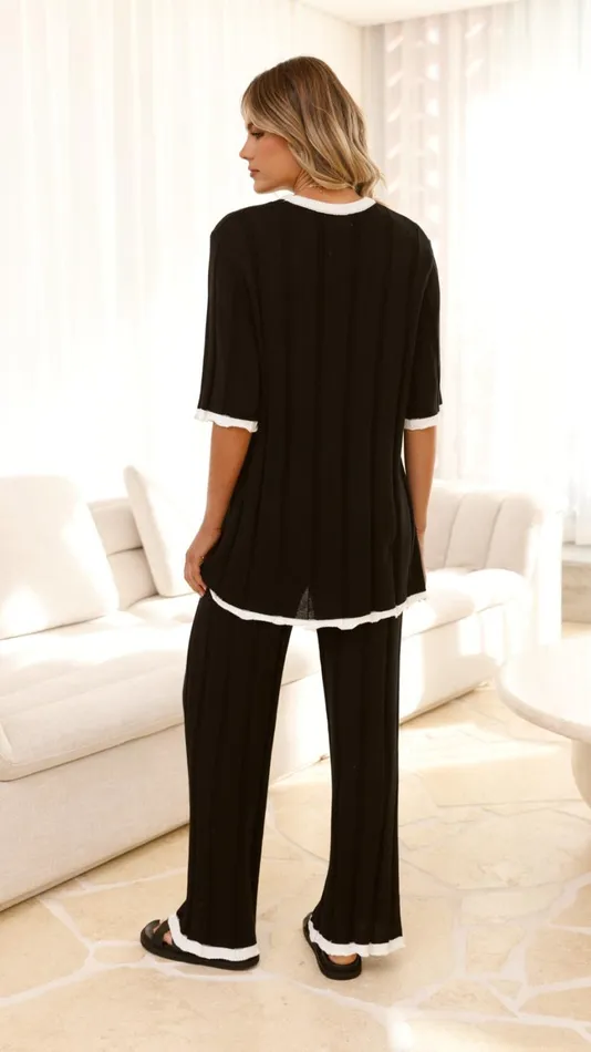 Billy J Tops Women Bayu Knit Top 8211 BlackWhite