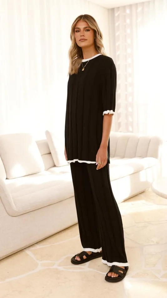 Billy J Tops Women Bayu Knit Top 8211 BlackWhite