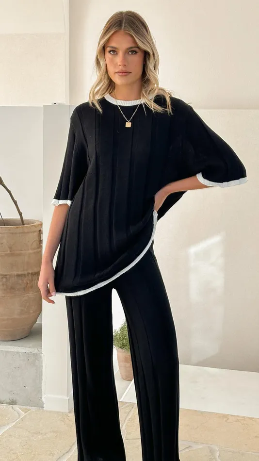 Billy J Tops Women Bayu Knit Top 8211 BlackWhite