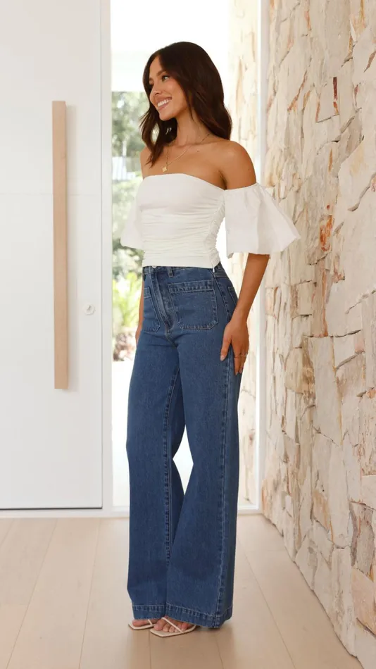 Billy J Tops Women Florence Crop Top 8211 White