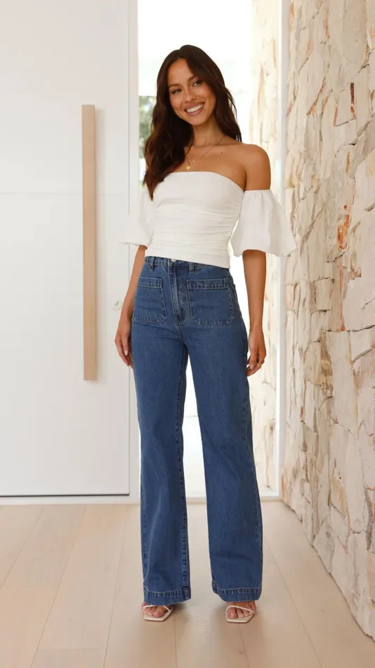 Billy J Tops Women Florence Crop Top 8211 White