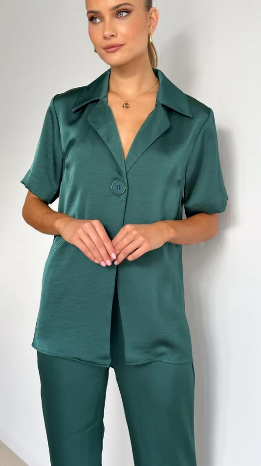 Billy J Tops Women Imogen Button Shirt 8211 Emerald