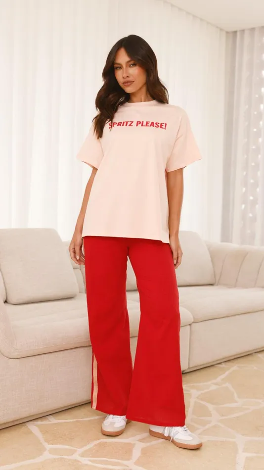 Billy J Tops Women Spritz Top and Pants Set 8211 PeachRed