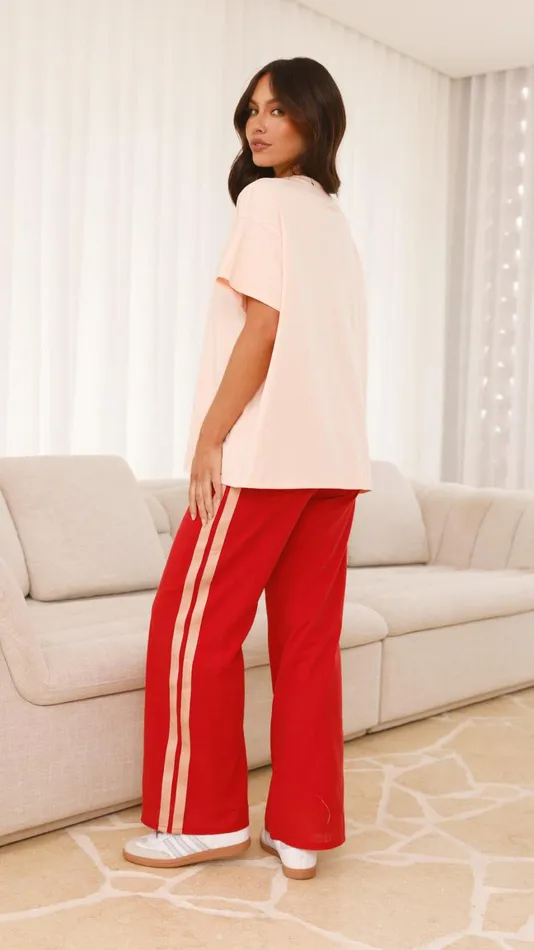 Billy J Tops Women Spritz Top and Pants Set 8211 PeachRed