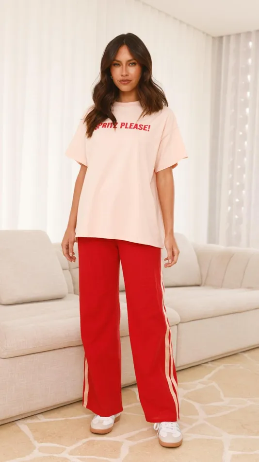 Billy J Tops Women Spritz Top and Pants Set 8211 PeachRed