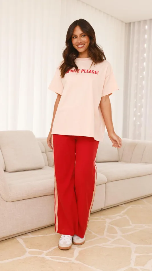 Billy J Tops Women Spritz Top and Pants Set 8211 PeachRed
