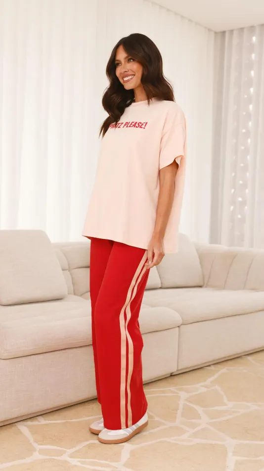 Billy J Tops Women Spritz Top and Pants Set 8211 PeachRed
